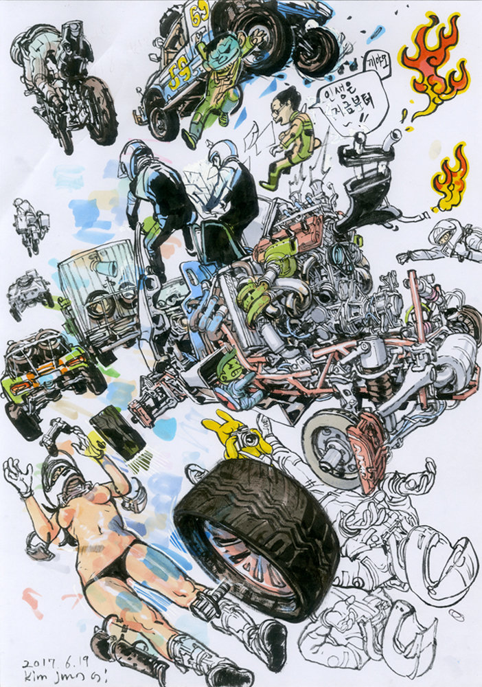 下描きなし。底なしの記憶力と表現力。キム・ジョンギ氏のライブ