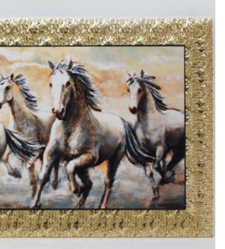 イタリア製 輸入雑貨 額絵 アートフレーム 馬 駿馬 ゴールドフレーム