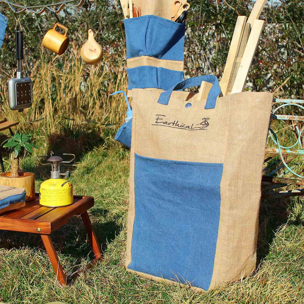 アウトドアバッグ ジャンブルバッグ ジュート＆デニム （ 手さげバッグ