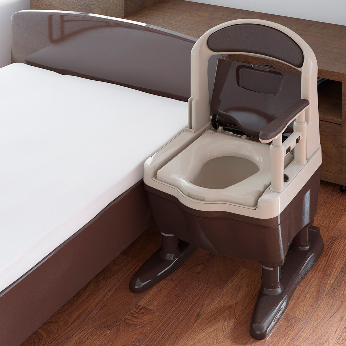 ポータブルトイレ 標準便座 コンパクト キャスター付 介護用ジャスピタ