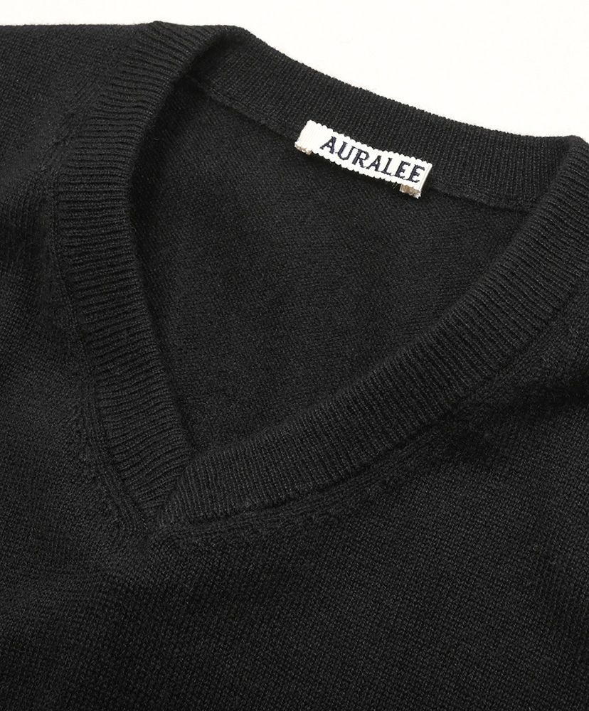 Super Fine Cashmere Silk Knit V-Neck P/O(3(MEN) Black/ブラック