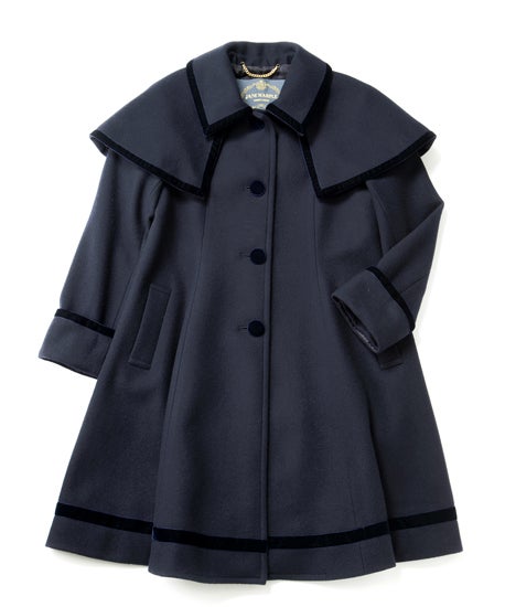 Velvet Trimming Cape Coat by Jane Marple