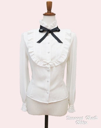 Innocent World White ~ Standing Collar Ribbon Blouse by Innocent World