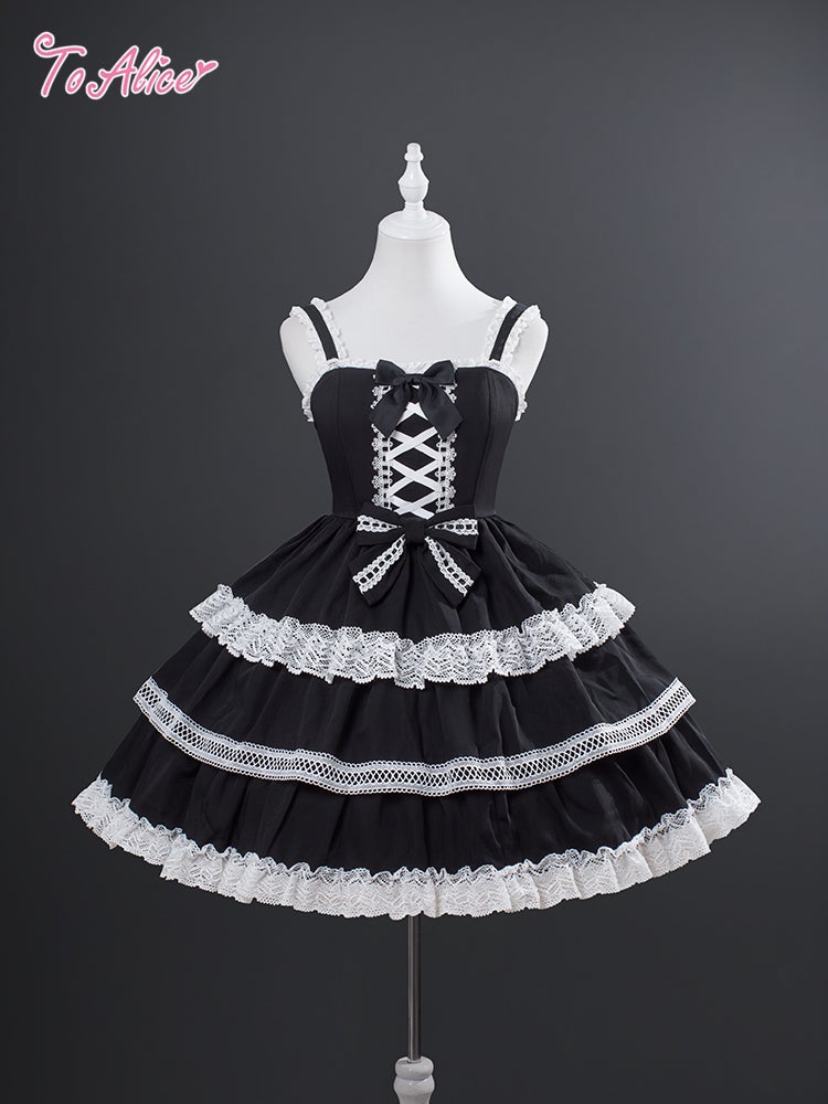 To Alice ~ Dark Chocolate Lace Box JSK by Chinese Indie Brand