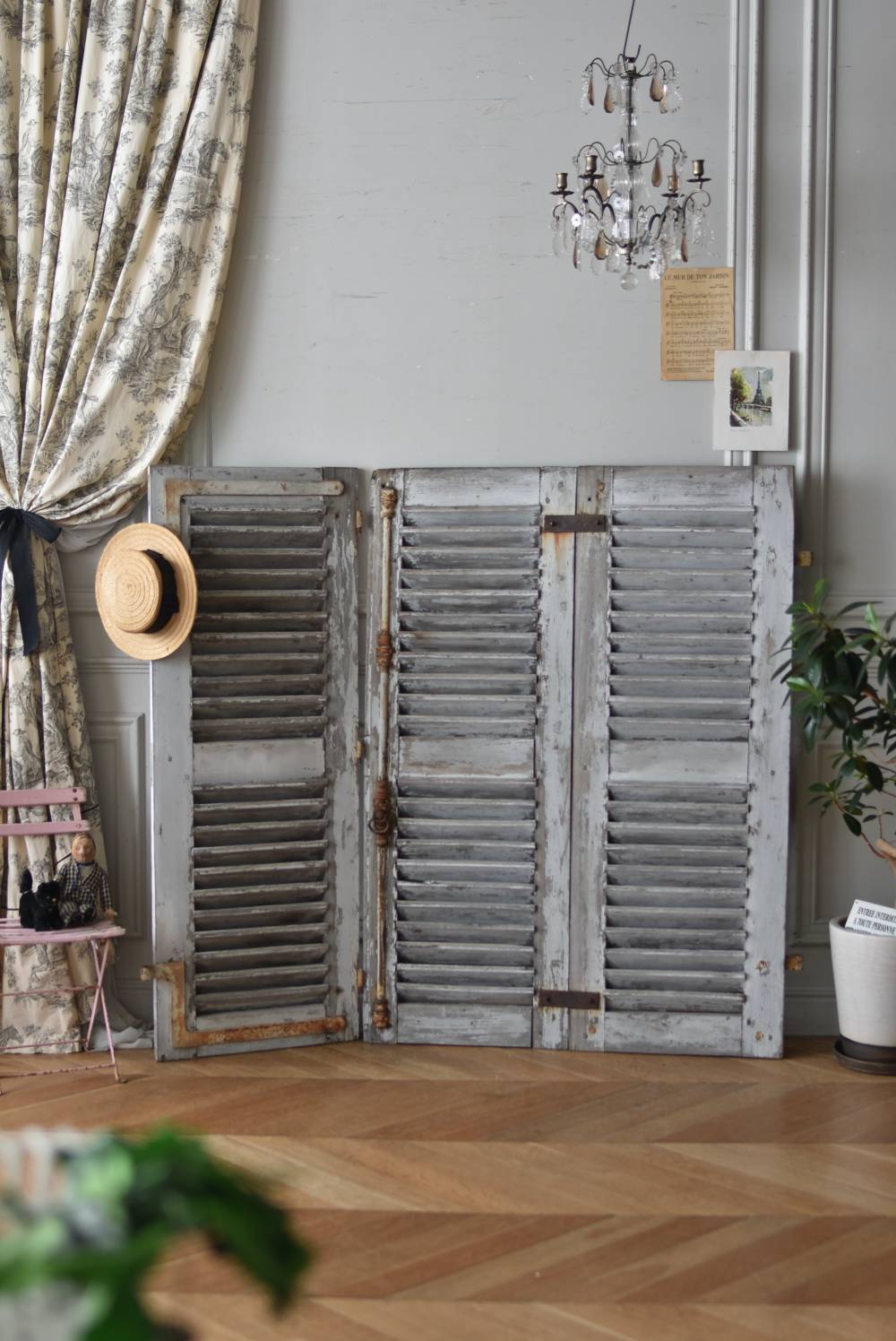 アンティークヴォレー3枚セット フランスアンティーク建具 雨戸 鎧戸