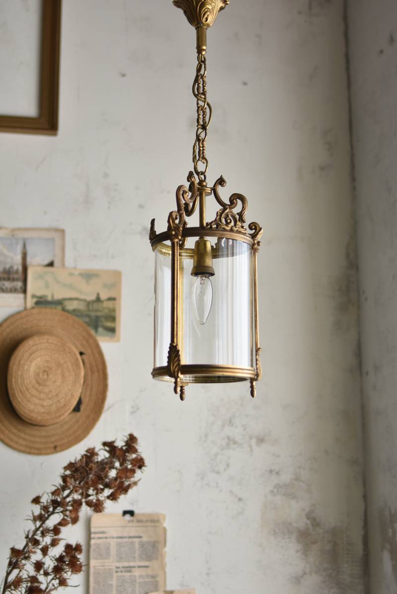 merci】 2b. フランス 吊り下げ 滑車 ランプ 古道具 アンティーク