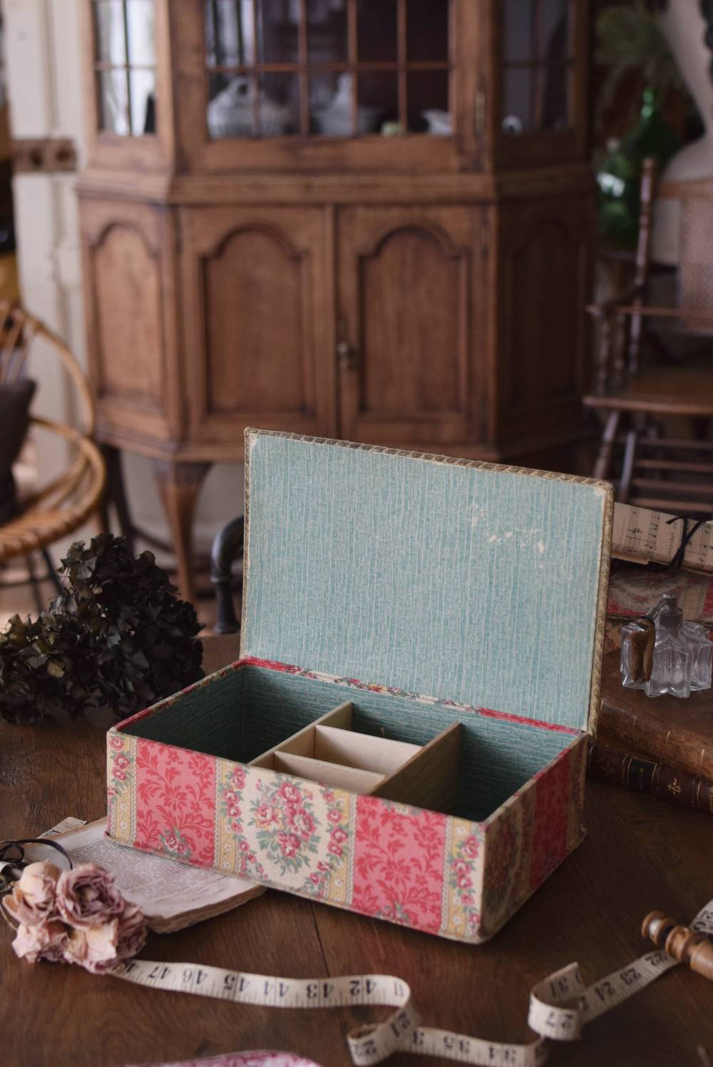 カルトナージュボックス.3 ヴィンテージ雑貨 布箱 小物入れ