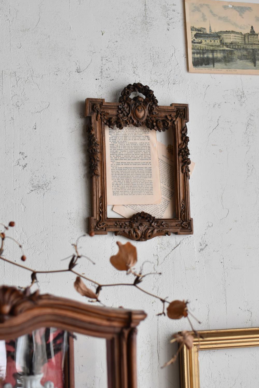 木製アンティークフレーム フレンチインテリア 額縁 ウォール