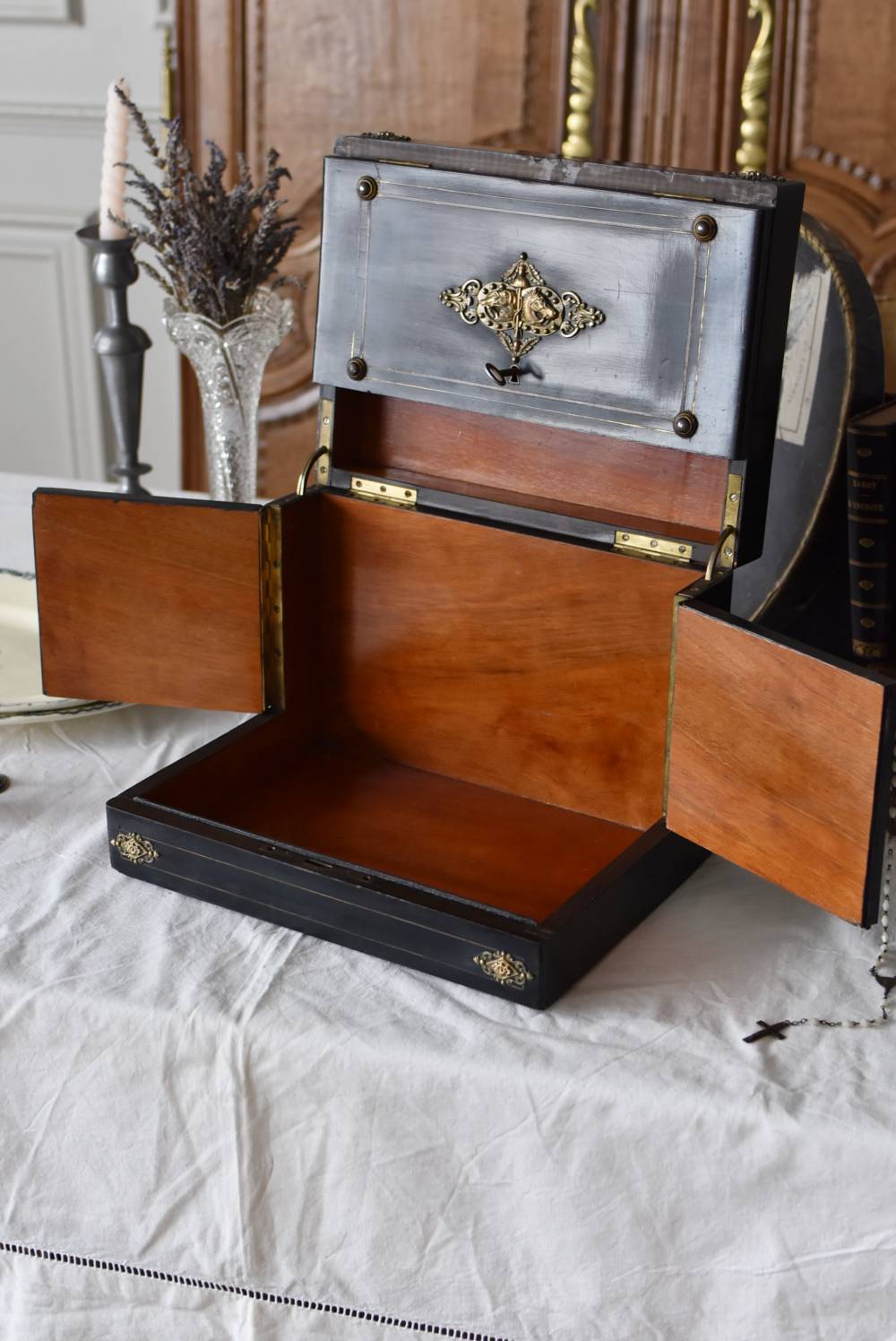 アンティークボックス.Black フランスアンティーク雑貨 リキュールセラー