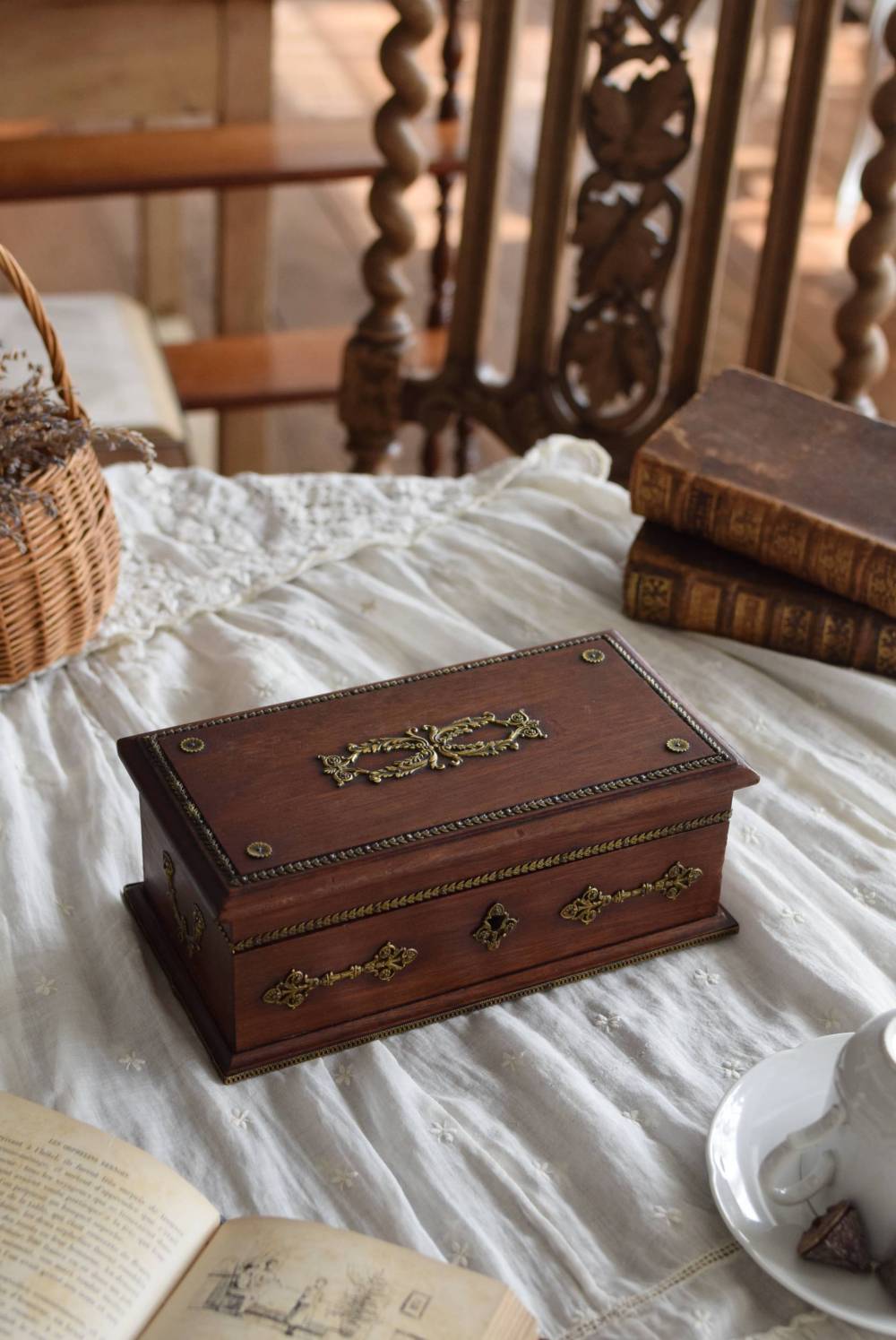 木製ジュエリーボックス.5 真鍮 フランスアンティーク雑貨 ディスプレイ