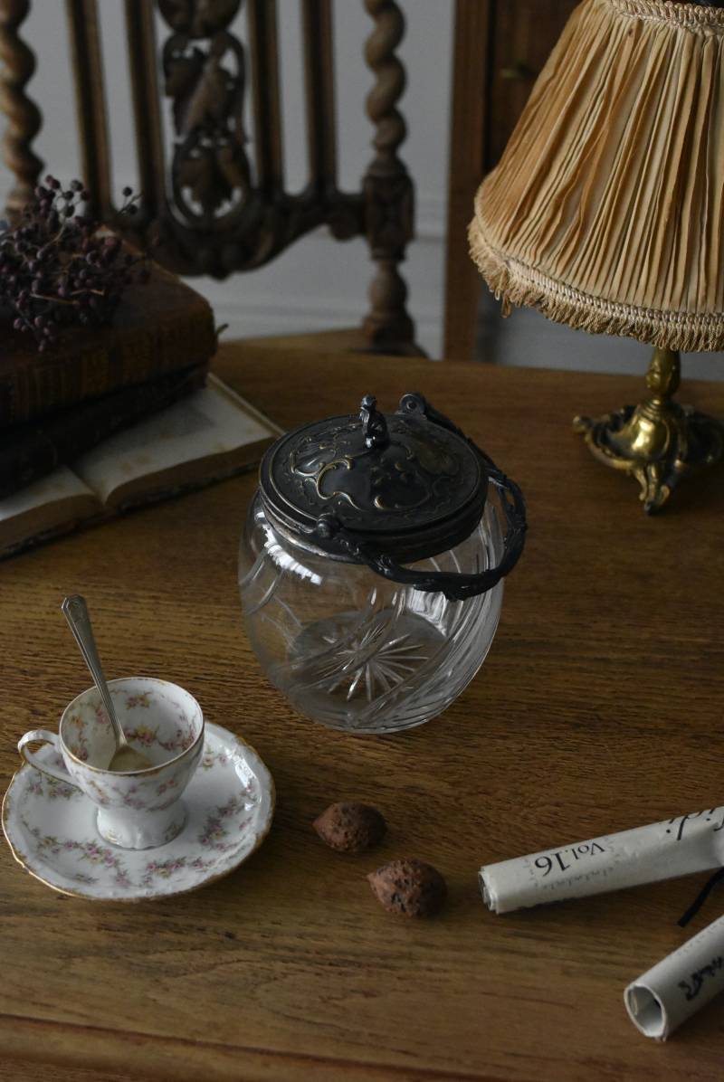 ビスケットジャー.7 フランスアンティーク雑貨 ガラス小物入れ