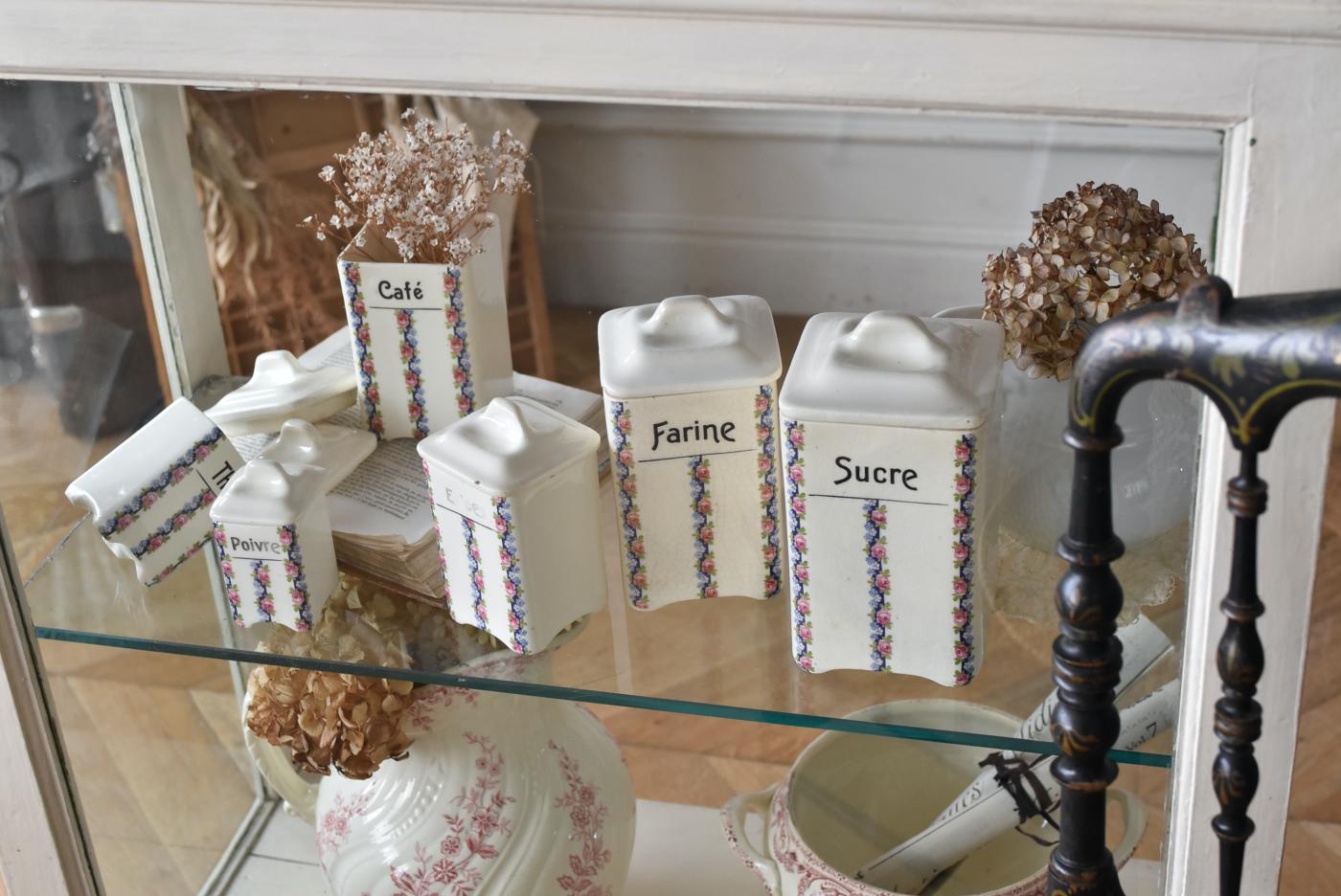 フランスアンティーク雑貨 キャニスター6点セット アンティーク陶器