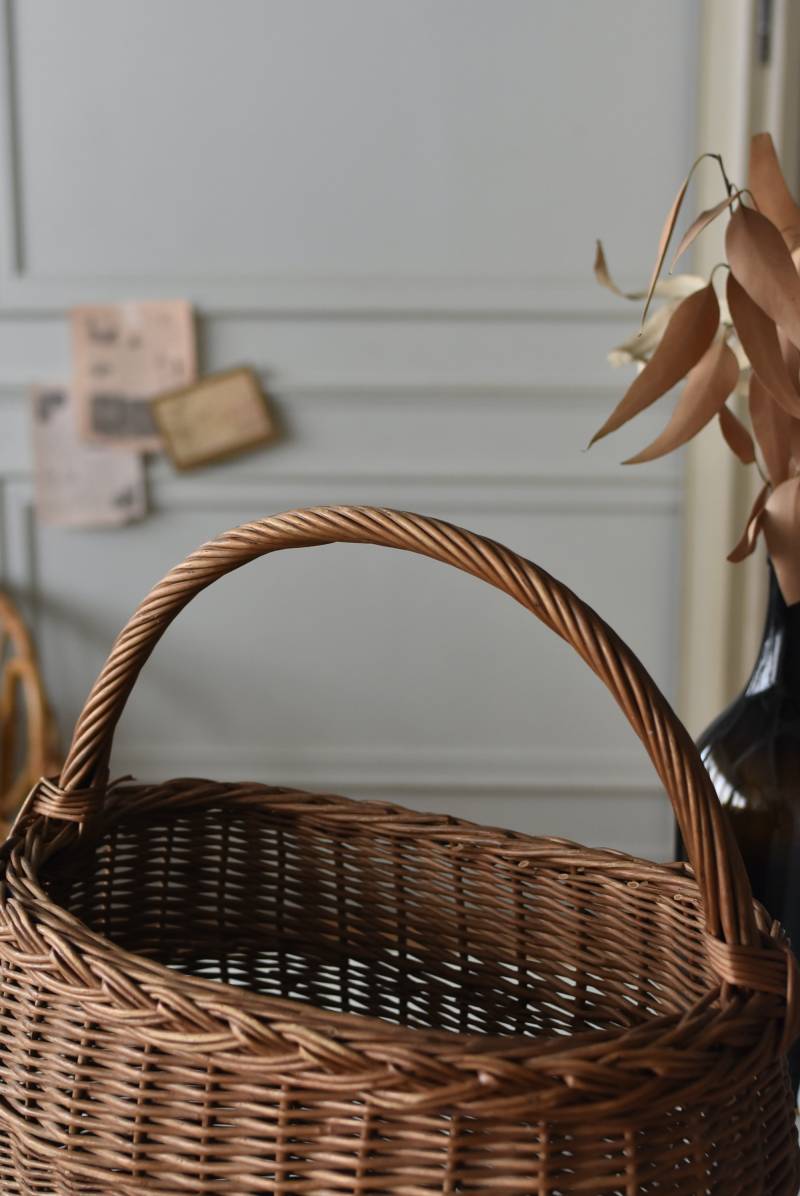 フレンチバスケット.34 フランスヴィンテージ雑貨 ラタンバスケット 籐