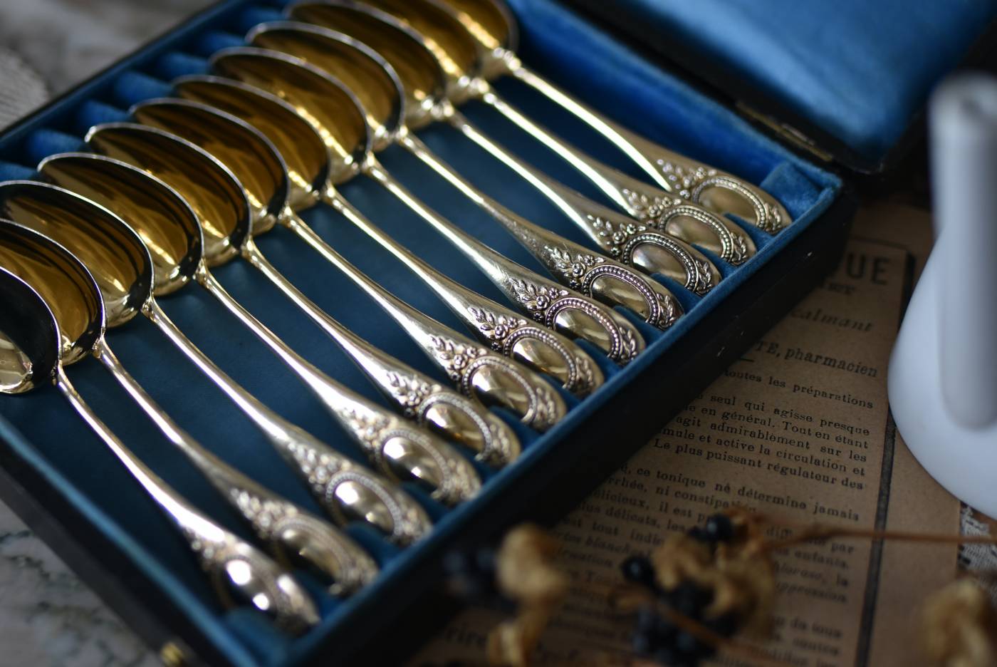 フランスアンティーク雑貨 ティースプーン12本セット ヴェルメイユ