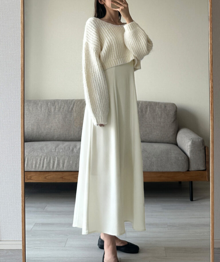 ショートニットトップス＋フレアキャミワンピース | Louere (ルエレ