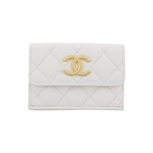 シャネル 三つ折り財布 レディース ココマーク ホワイト CHANEL AP3518