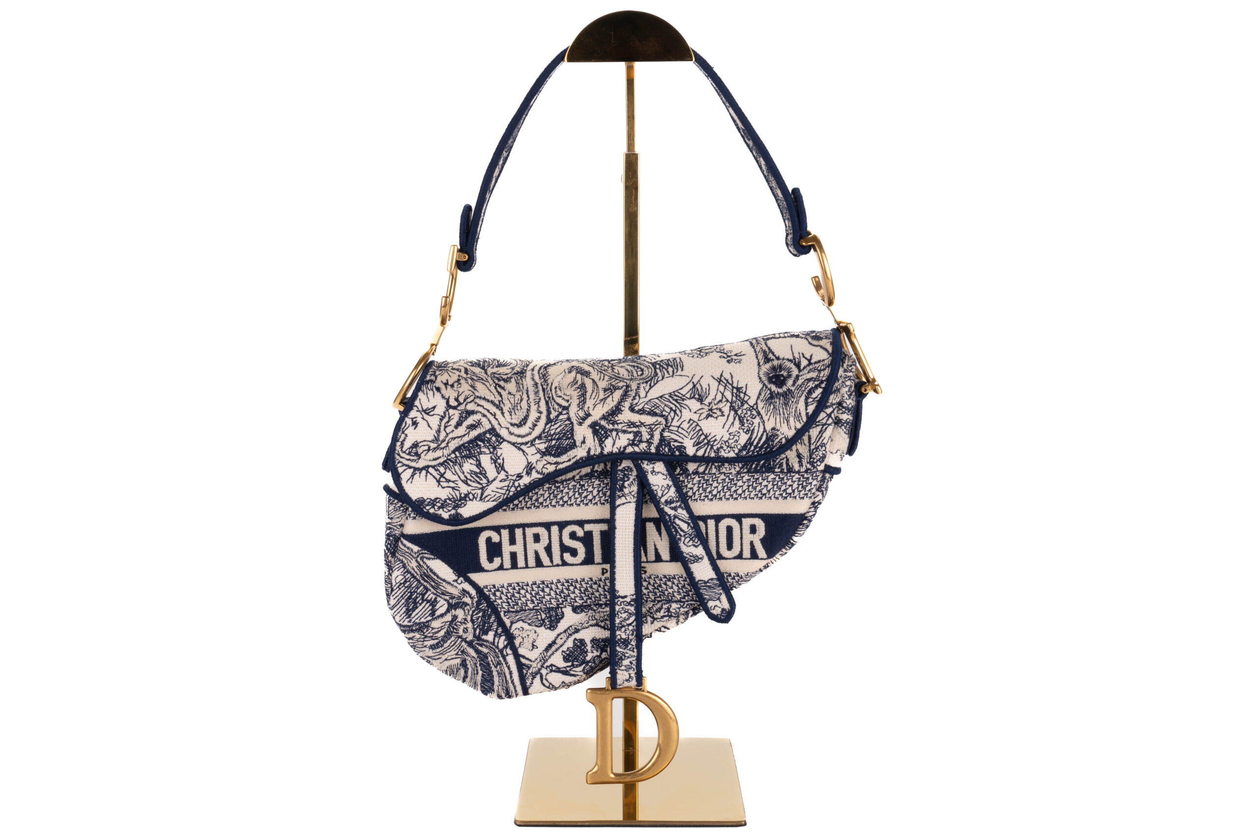 Christian Dior Oblique Toile Du Juoy Print Blue Cream Canvas