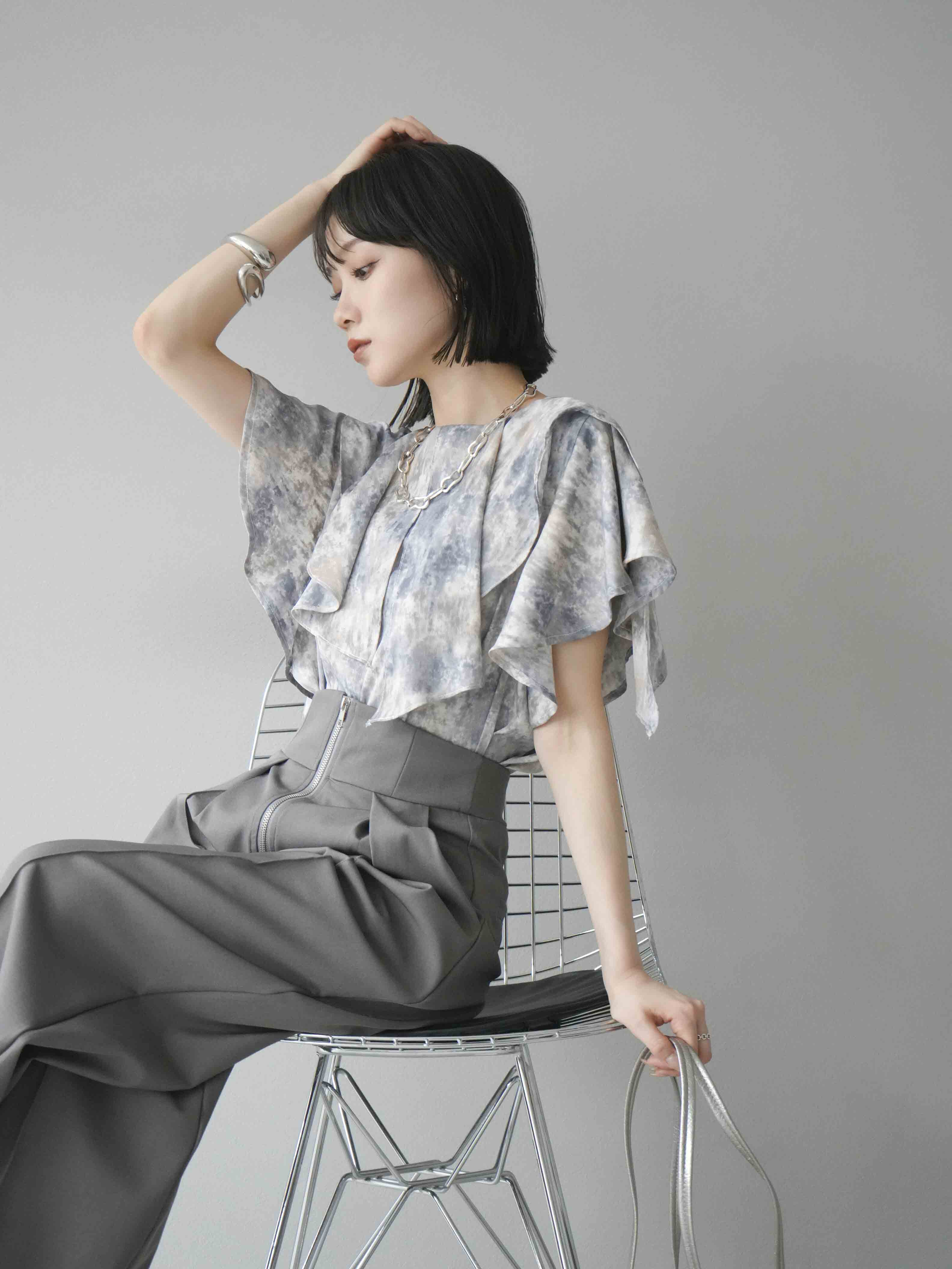 予約]水彩アートラッフルカラーブラウス/ラベンダー – Lumier