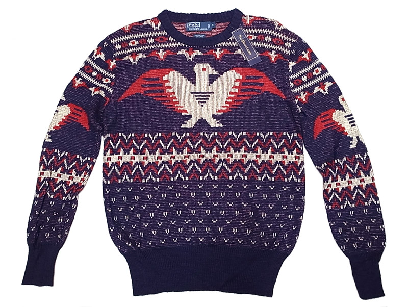 POLO Ralph LaurenJacquad Sweater ポロ・サンダーバード柄 リネン混
