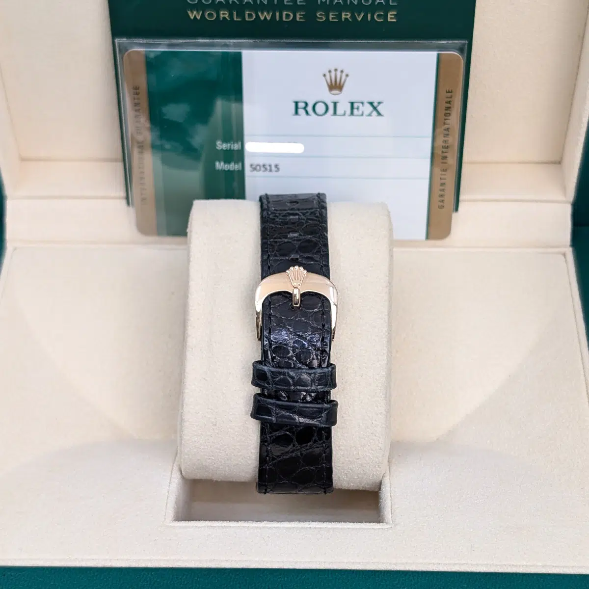 Rolex Cellini Date 50515 Black Dial Leather Strap 39mm Men's Watch