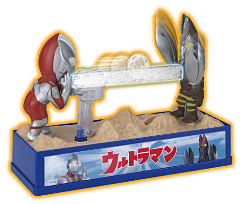 ウルトラマンとバルタン星人の対決シーンをイメージしたジオラマ貯金箱