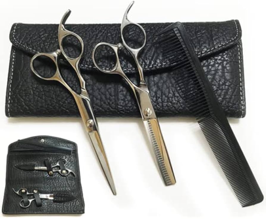 Amazon | すきばさみ ヘアカットシザー セニング セット (溝なしカーブ