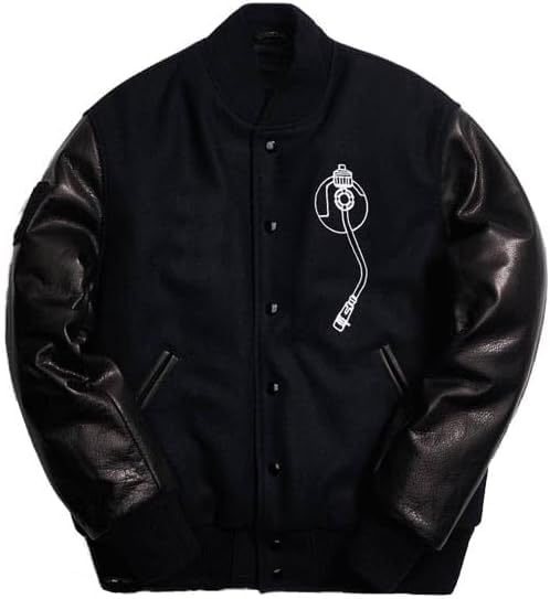 Def Jam Recording Wool Black Varsity Leather Jacket | Mens Bomber