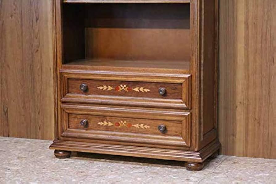 Amazon｜イタリア製 ブックケース 本棚 象嵌 完成品 ブラウン 木製