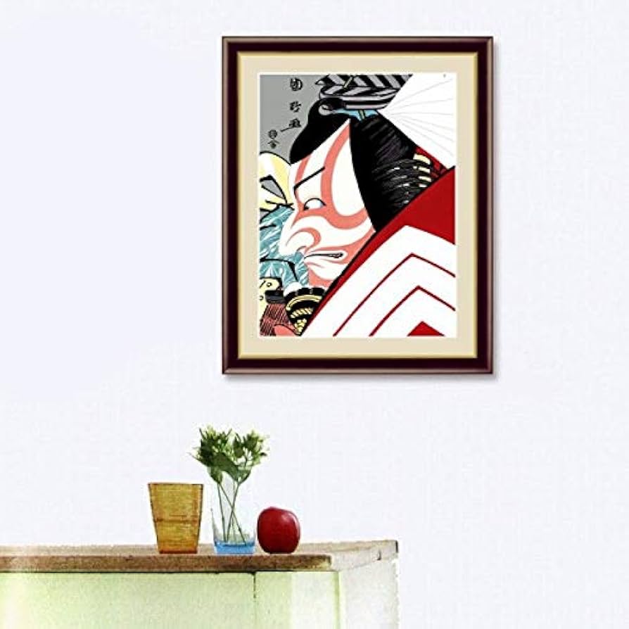 Amazon.co.jp: 歌川国政『市川蝦蔵の暫』高精彩工芸画+手彩 人物画