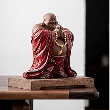 Amazon.co.jp: 七福神 置物 布袋 陶器製 布袋様 風水（高さ25.5cm×巾