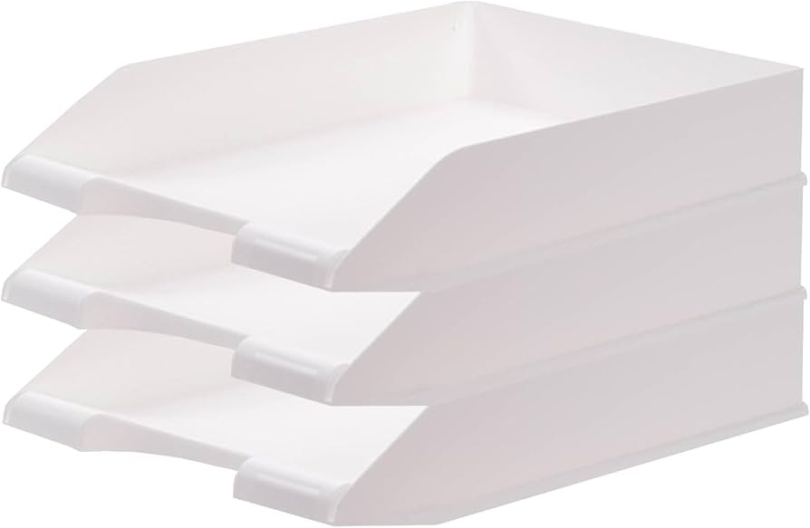 Amazon.co.jp: レタートレー A4 3段 書類 デスクトレー ホワイト ABS製