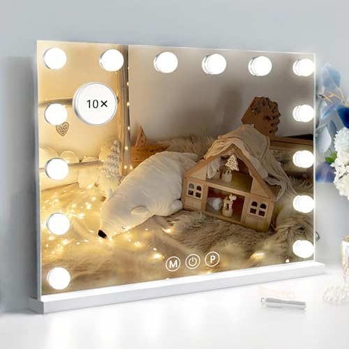 FPD - スマート 卓上 鏡 ライト付き 女優ミラー AI 肌診断 ARメイク