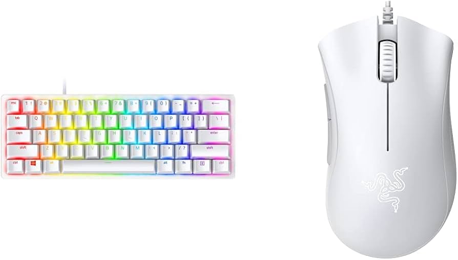 Razer Huntsman Mini 60% Gaming Keyboard, White & DeathAdder