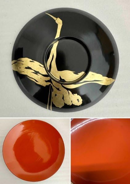 Amazon.co.jp: 保管品 平安堂 造 呉藤友乗 翔鶴 蒔絵 食籠 漆椀 共布