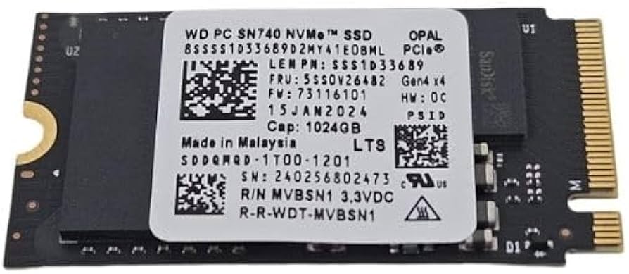 Amazon.com: WD SN740 1TB M.2 NVMe PCIe Gen4 x4 SSD 適用於Thinkpad