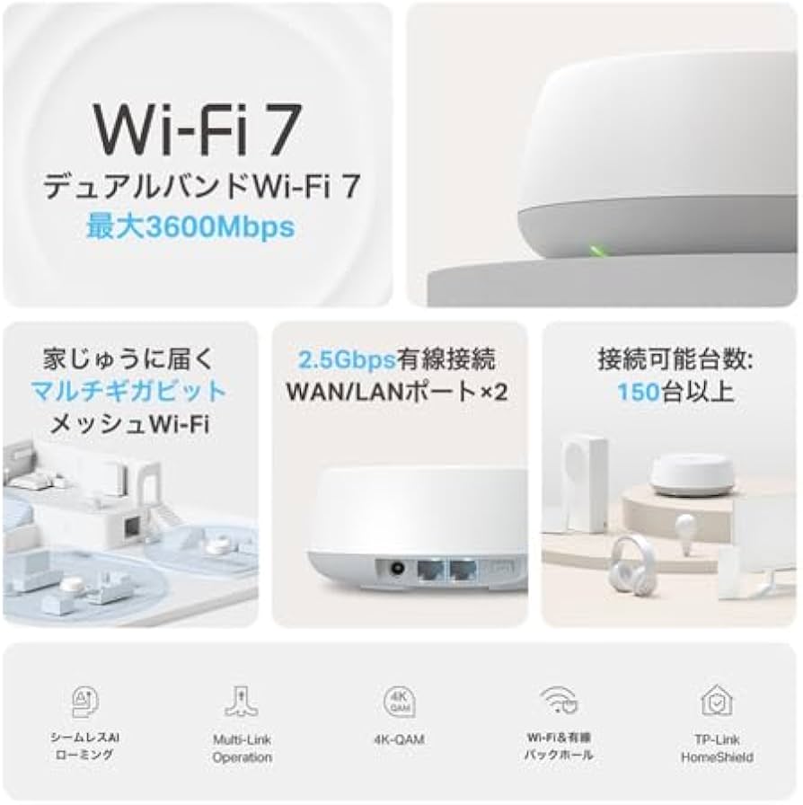 Amazon.co.jp: Deco BE25 2P BE3600 デュアルバンドメッシュWi-Fi 7