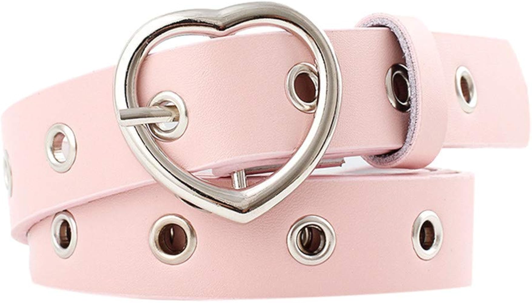 Heart-shaped Leather Belt for Girls Women with Metal Buckle
