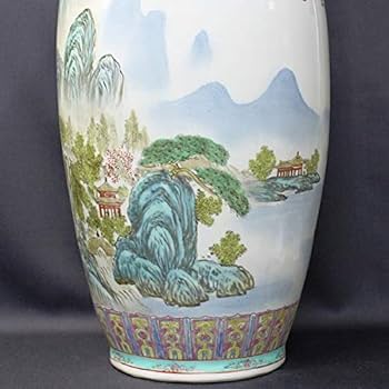 Amazon.co.jp: 景徳鎮 特大花瓶「四神相応吉祥山水」[中国/高級/工芸