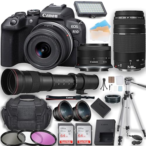 Amazon | キヤノン CanonEOSR10ミラーレスカメラ18-45mmレンズとEF75