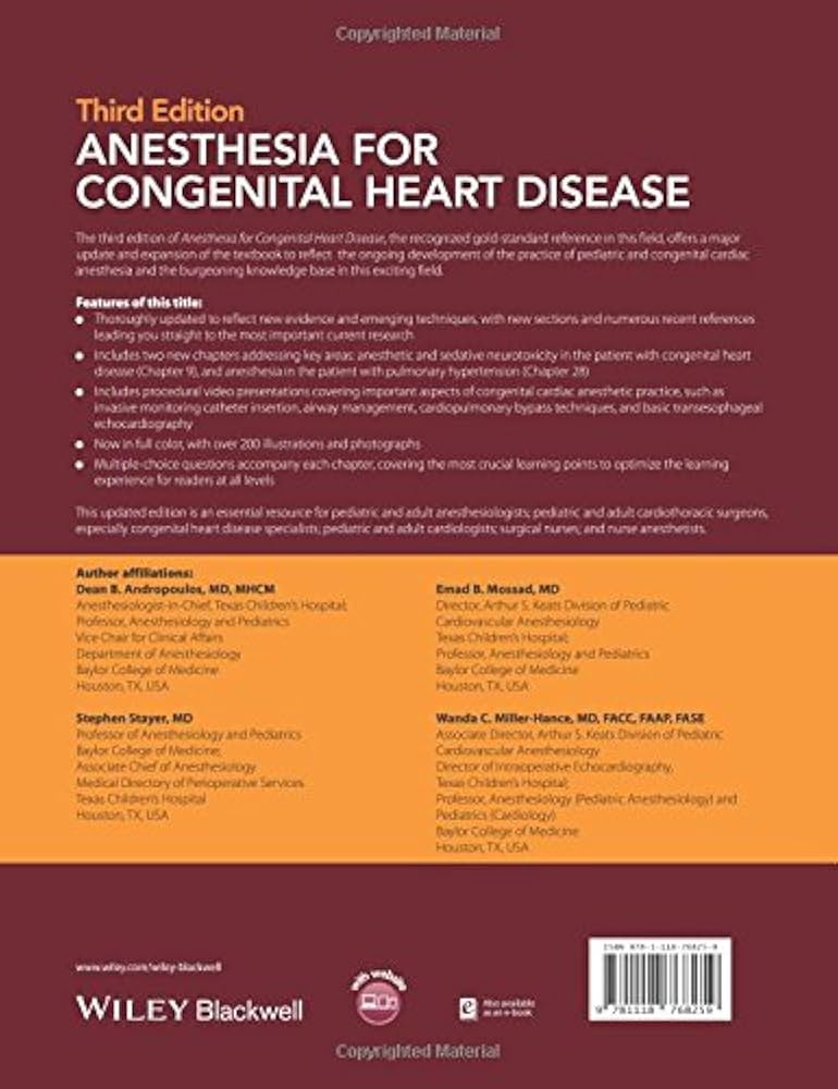 Anesthesia for Congenital Heart Disease: Andropoulos, Dean B