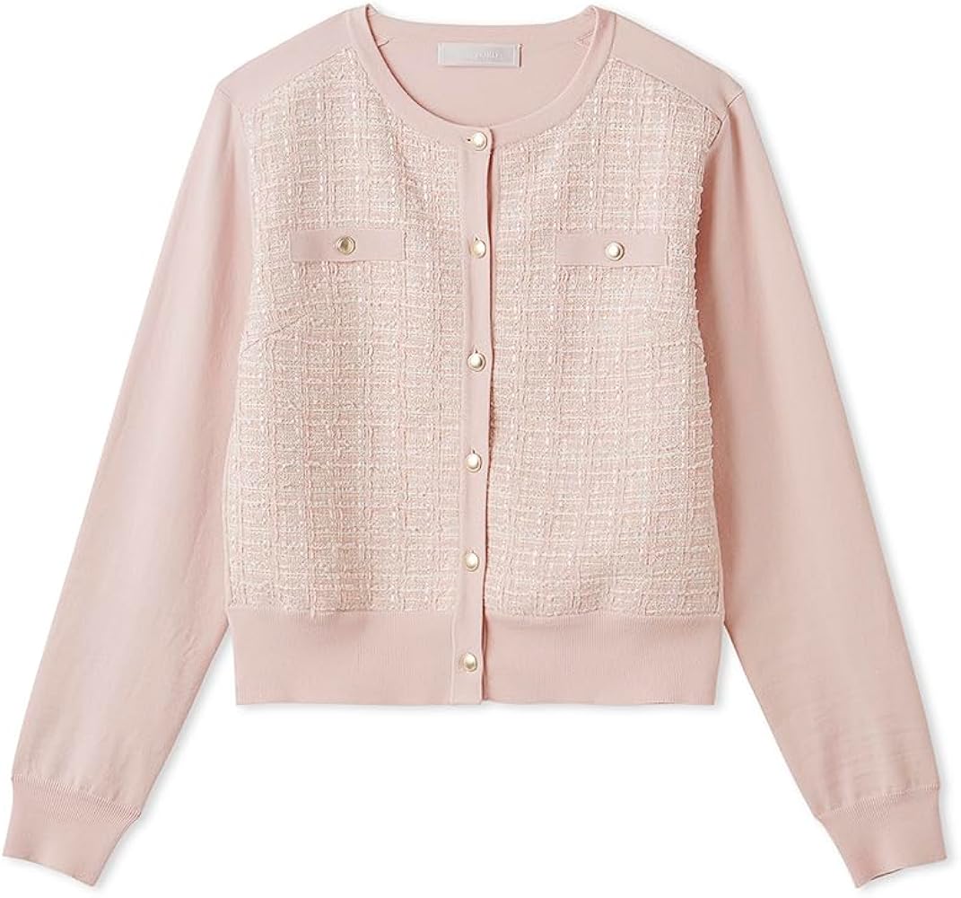 Amazon | [セルフォード] ツィードドッキングニットカーディガン