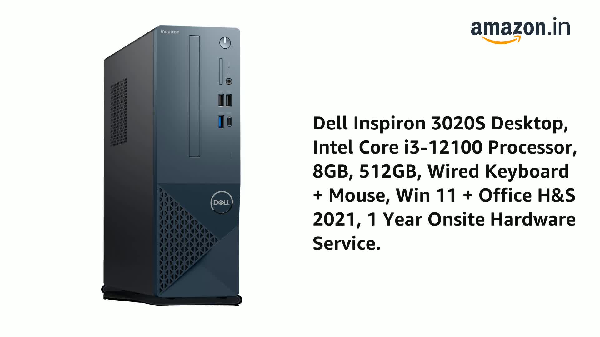 Dell Inspiron 3030S Desktop, Windows 11 Home, Intel Core i3-14100