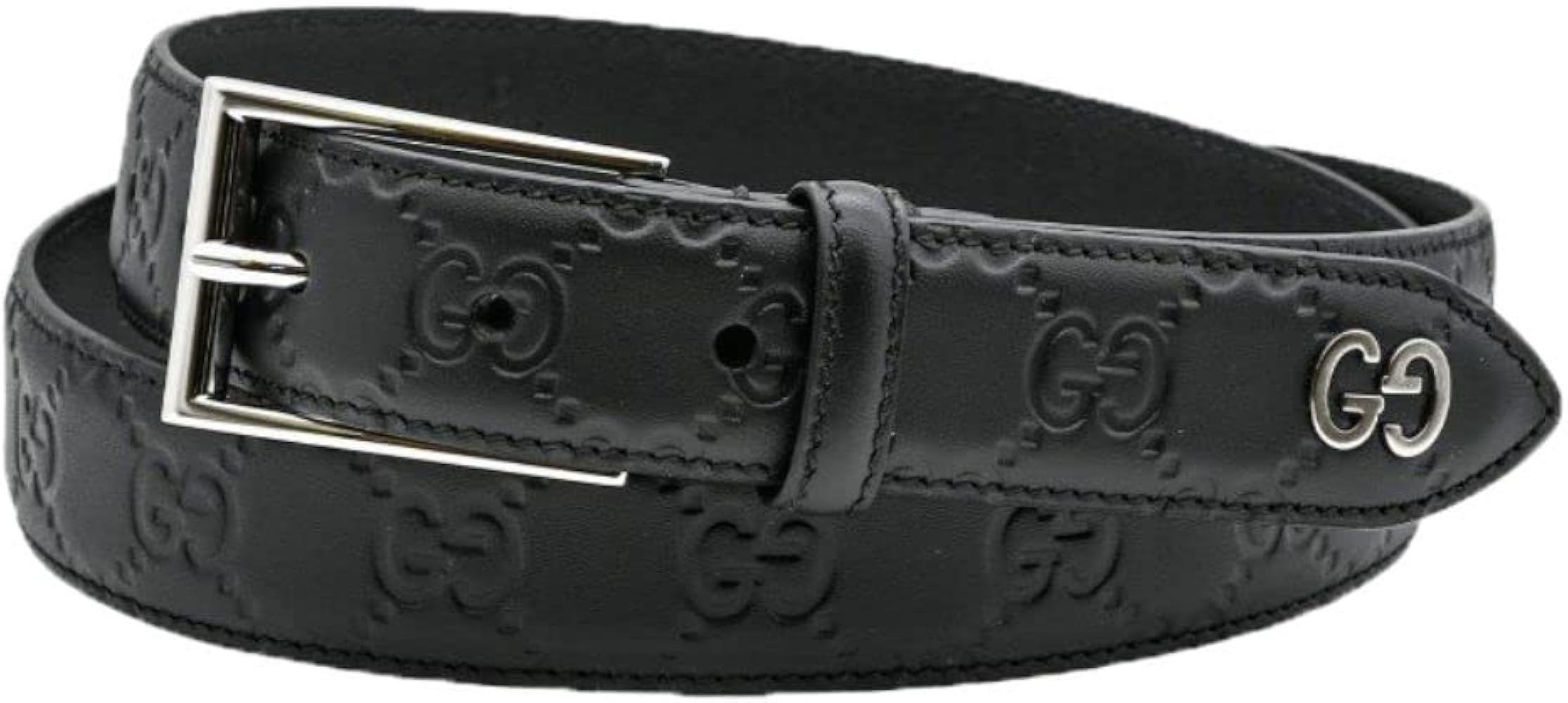 Amazon | グッチ ベルト メンズ シグネチャー レザー GGディテール付