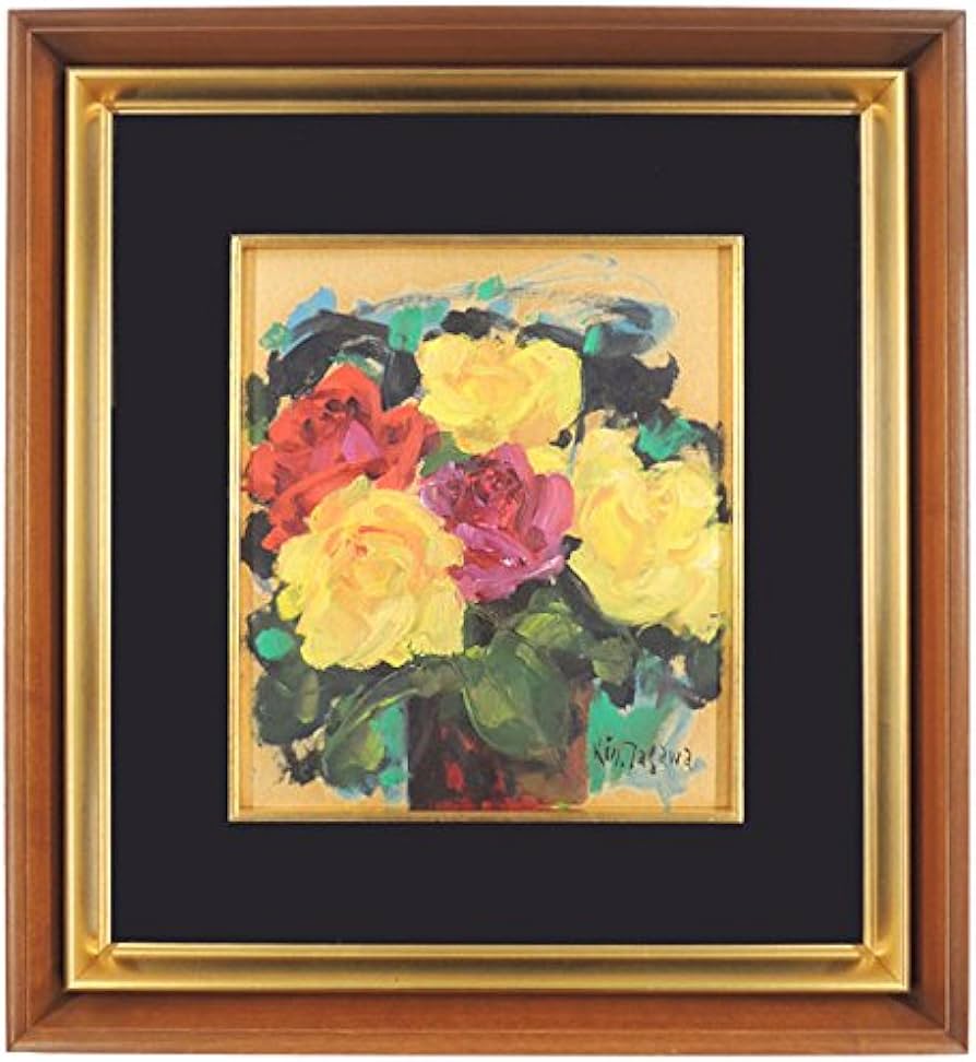 田川勤次 油彩色紙画「ばら」 田川勤次 油彩色紙画「ばら