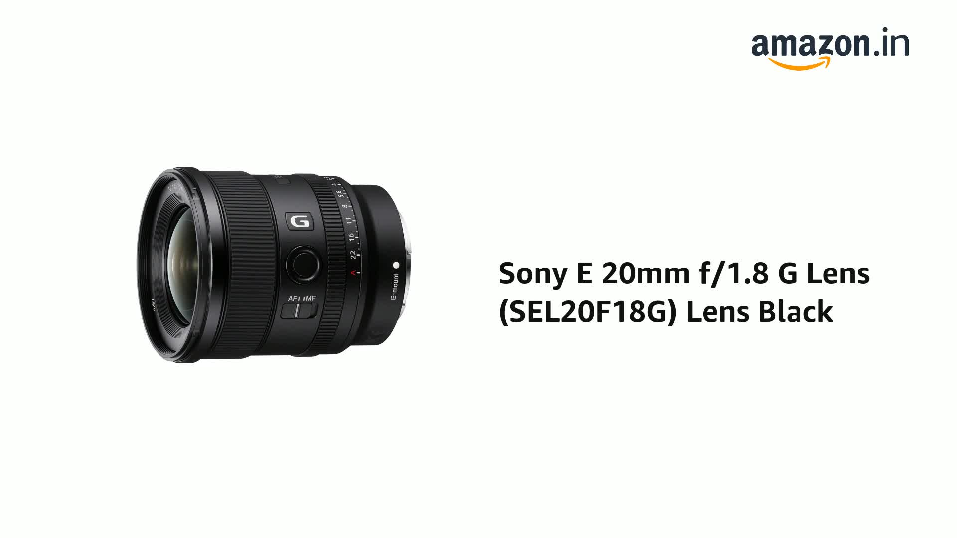Sony E Mount Sony FE 20mm F1.8 G Full-Frame Lens (SEL20F18G