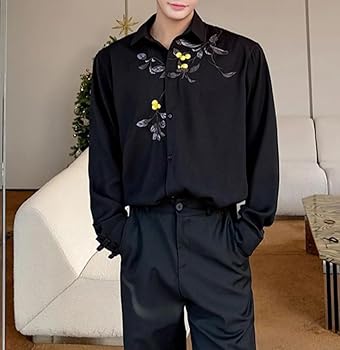 Amazon.co.jp: [JIYUTOR] メンズ 長袖シャツ 刺繍 ワイシャツ Y