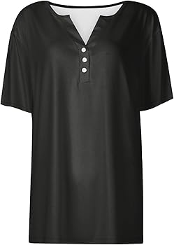 Womens Tops Short Sleeve V Neck Button Down Shirts Business Casual