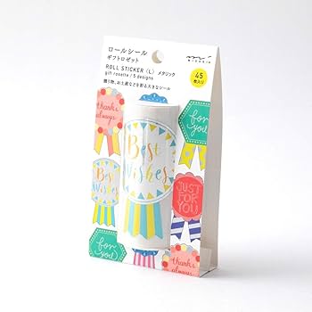 Amazon | ミドリ シール ロールシール L メタリック ギフトロゼット柄