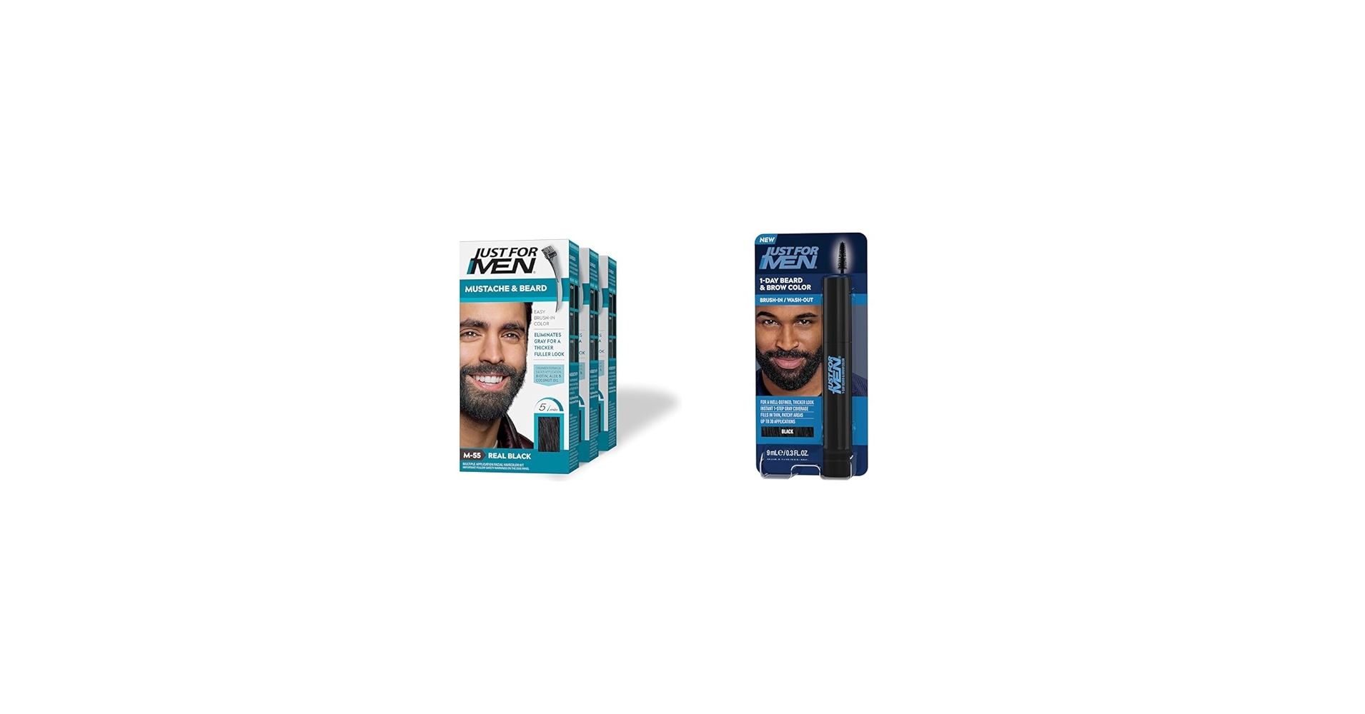 Amazon.com: Just For Men Mustache & Beard, Real Black, M-55, Pack