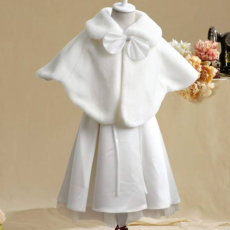 Amazon.co.jp: ショール ケープ ポンチョ ボア ファー キッズ アウター